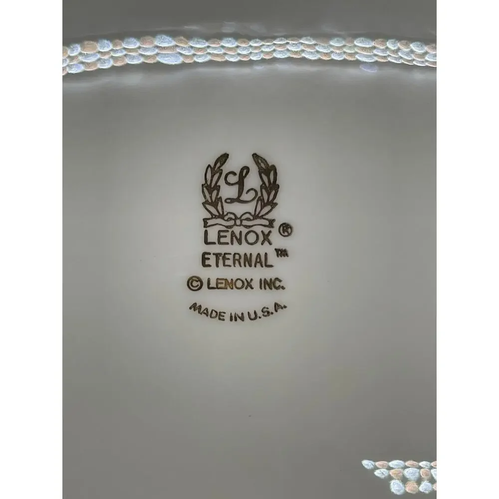 Lenox China Eternal Cream with Gold Trim Oval Serving Bowl 10